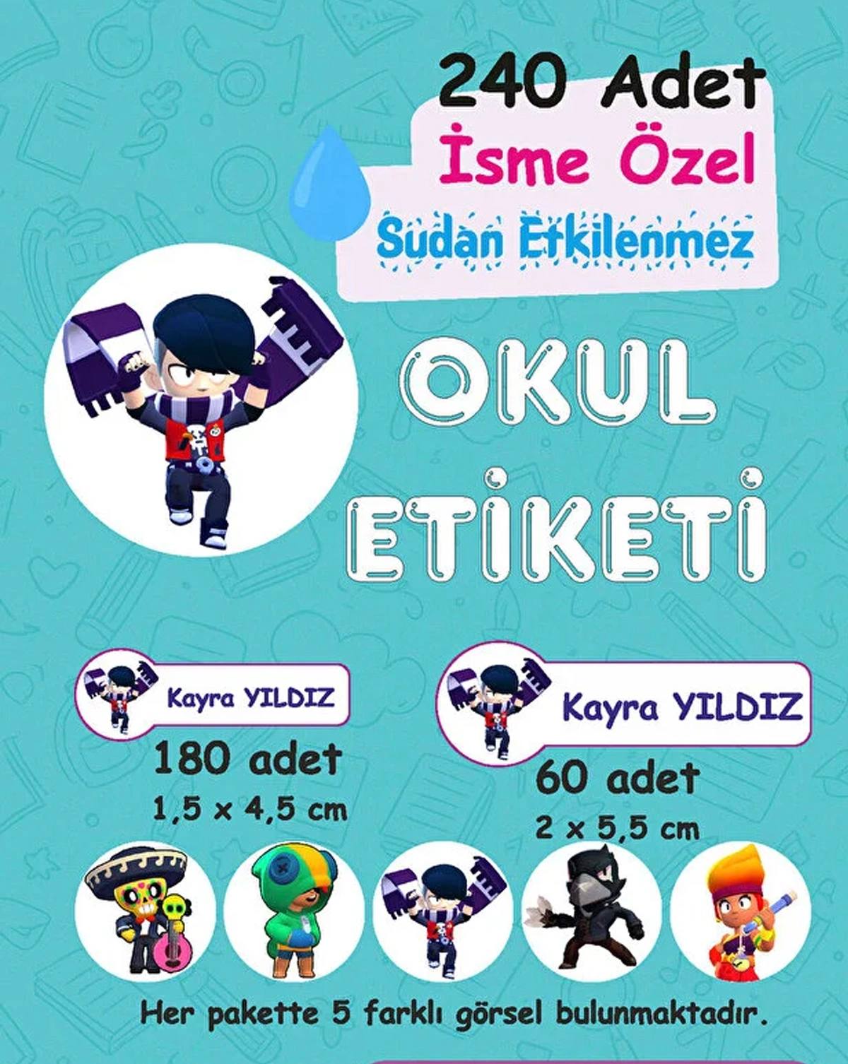 Brawl Stars Kişiye Özel Sudan Etkilenmeyen Okul Etiketi