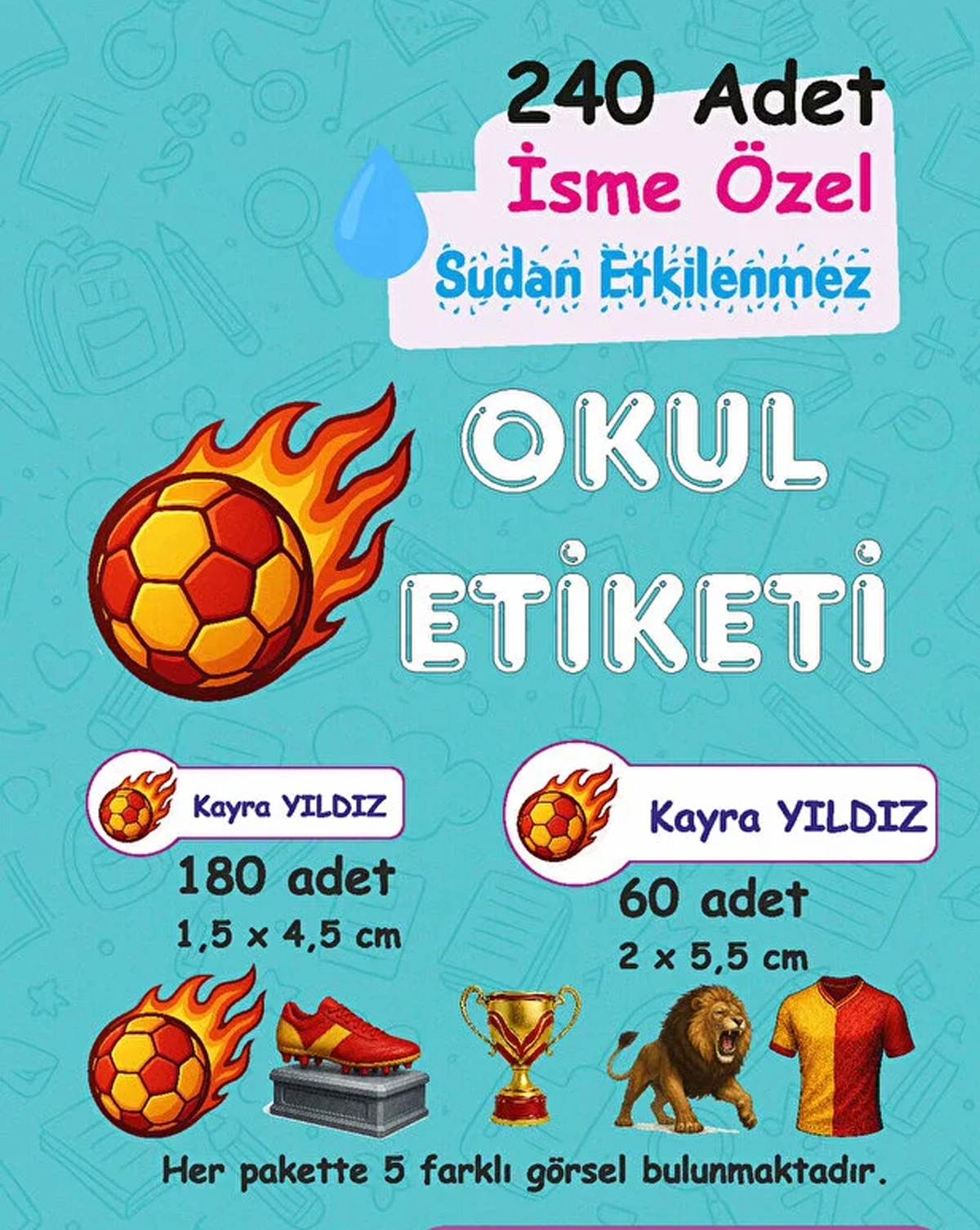 Cimbom Kişiye Özel Sudan Etkilenmeyen Okul Etiketi
