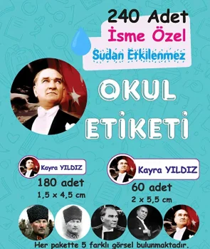 Atatürk Kişiye Özel Sudan Etkilenmeyen Okul Etiketi