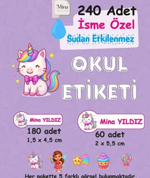 Baby Unicorn Kişiye Özel Sudan Etkilenmeyen Okul Etiketi