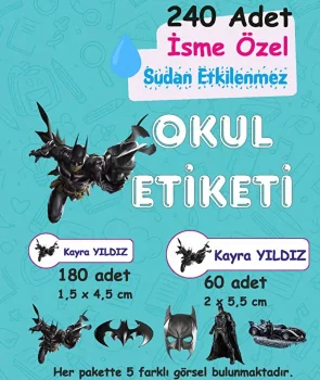 Batman Kişiye Özel Sudan Etkilenmeyen Okul Etiketi