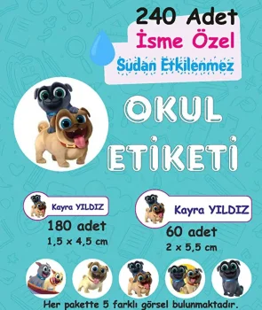 Bingo ve Rolly Kişiye Özel Sudan Etkilenmeyen Okul Etiketi
