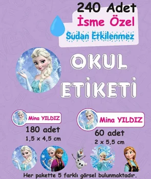 Elsa Kişiye Özel Sudan Etkilenmeyen Okul Etiketi