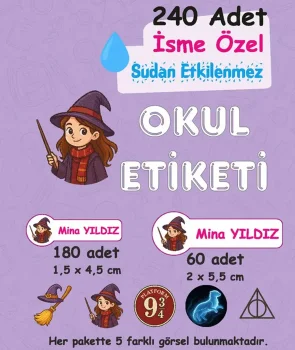 Hermione Kişiye Özel Sudan Etkilenmeyen Okul Etiketi