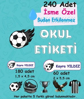 Kara Kartal Kişiye Özel Sudan Etkilenmeyen Okul Etiketi