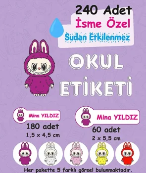 Labubu K. Kişiye Özel Sudan Etkilenmeyen Okul Etiketi