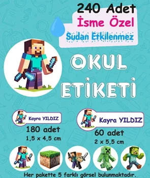 Minecraft Kişiye Özel Sudan Etkilenmeyen Okul Etiketi