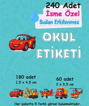 Şimşek Kişiye Özel Sudan Etkilenmeyen Okul Etiketi