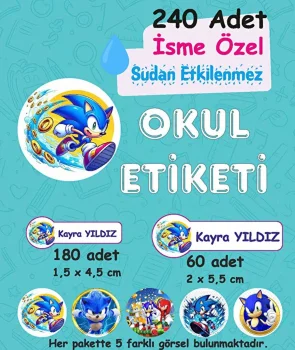 Sonic Kişiye Özel Sudan Etkilenmeyen Okul Etiketi