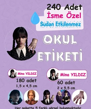 Wednesday Kişiye Özel Sudan Etkilenmeyen Okul Etiketi